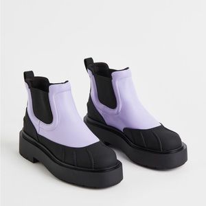 H&M purple and black platform lug sole Chelsea boots size 8.5 or 9